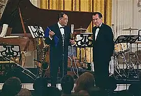 President Richard Nixon presenting the Presidential Medal of Freedom to Duke Ellington, 1969