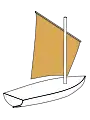 A lugsail has a tall asymmetrical shape.