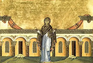 Saint Syncletica of Alexandria (Menologion of Basil II, 10th century)