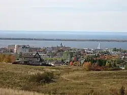 Skyline of Rimouski with the St. Lawrence River in the background
