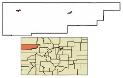 Location of Rangely in Rio Blanco County, Colorado.