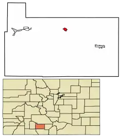 Location of the Town of Del Norte in the Rio Grande County, Colorado.