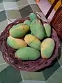 Chok Anan mangoes ripe enough for use as a salad ingredient.