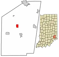 Location of Osgood in Ripley County, Indiana.