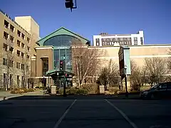 RiverCenter's south building from E. 2nd St.