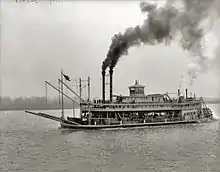 River Boat America with Convicts and supplies on the Mississippi River headed for Angola