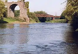 The bridge in the background opened in 1874 to allow the Ross and Monmouth Railway to reach Monmouth Troy