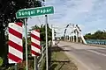 Signboard of the river name on the Salleh Sulong Bridge (replaced with new structure, estimated to be completed in 2020).