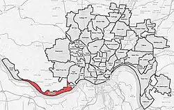 Riverside (red) within Cincinnati, Ohio