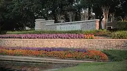 Riverstone entry sign at University Boulevard's terminus at Texas State Highway 6