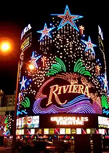 Riviera facade at night