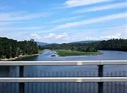 Cascapedia River seen from Route 132 in Cascapédia–Saint-Jules in July 2018