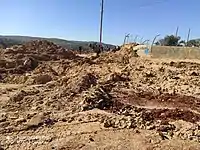 A road destroyed by an Israeli army bulldozer to prevent protesters from approaching Evyatar outpost. Beita, January 2022