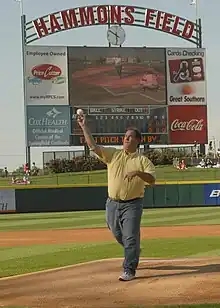 Rob Rains Throws Out First Pitch- Springfield Cardinals 2010