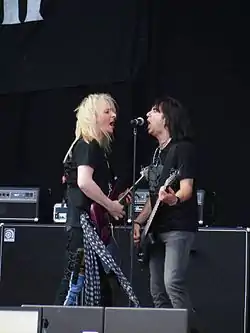 Robert Marcello (left) and Bruno Ravel (right) performing at the 2014 Sweden Rock Festival.