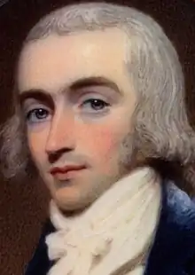 Cropped miniature portrait of Robert Fellowes, with long grey hair and white neckcloth