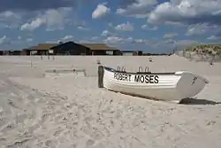 A life boat on the beach at Robert Moses State Park.