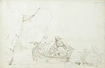 Louhi saves Väinämöinen, Robert Wilhelm Ekman, 1859–1860