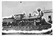 Rochester and Pittsburgh Engine 2, the "Salamanca", originally built in 1873 for the Rochester and State Line, photographed in 1881 in Salamanca