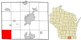 Location of Avon in Rock County and the state of Wisconsin.