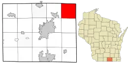Location of the Town of Lima in Rock County and the state of Wisconsin.