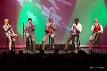 Rockapella (L-R) Scott Leonard, Steven Dorian, Calvin Jones, George Baldi III, and Jeff Thacher performing in Clearwater, Florida on December 20, 2013.