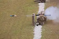 A training round is fired