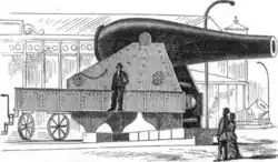 20-inch Rodman gun at the Centennial Exposition in Philadelphia, 1876. Hollow casting and the large guns that could be produced using the method were considered showpieces of American technology.