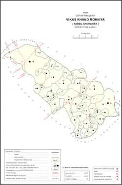 Map showing Itaili (#166) in Rohaniya CD block