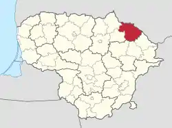 Location of Rokiškis district municipality within Lithuania