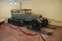 Lenin's Rolls-Royce Silver Ghost with Kégresse track, converted by the Putilov plant, at Gorki Leninskiye