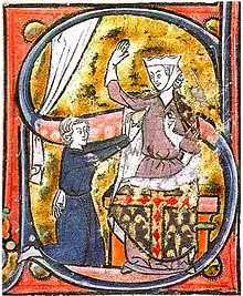 The earliest known possible visual depiction of a heart symbol, as a lover hands his heart to the beloved lady, in a manuscript of the Roman de la poire, 13th century.