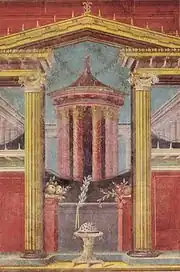 Open pediment in a fresco from Boscoreale, 43-30 BC