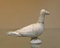 Moulded pipeclay peacock made in Central Gaul, 2nd century AD
