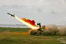 A Romanian 4K51 Rubezh anti-ship missile launching system