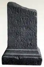 RIB 2144. Altar dedicated to Victory. George MacDonald calls in no. 34 in the 2nd edition of his book The Roman Wall in Scotland. It has been scanned and a video produced.