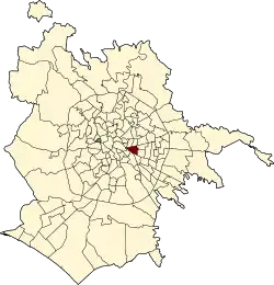 Map of administrative subdivisions of Rome with Tor Pignattara highlighted