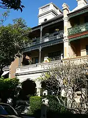 Romney Hall Terrace, Glebe, New South Wales. Italianate elements are also featured