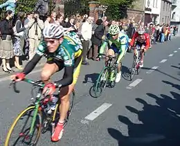 2007 Tour of Flanders through Lendelede with Jan Kuyckx (Landbouwkrediet); Aleksandr Kuschynski (Liquigas); Evert Verbist (- Topsport Vlaanderen)