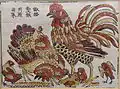 Rooster and hen – Vietnamese Đông Hồ painting