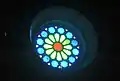 This is the stained-glass Rose Window of the St. Mary's Church at the Eastern end, above the altar.