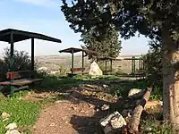 Seating benches near Rosh HaAyin Forest