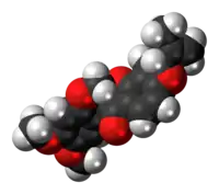 Space-filling model of the rotenone molecule