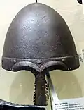 Rus' nasal helm (11th century) with perforated nose guard for an enclosed aventail