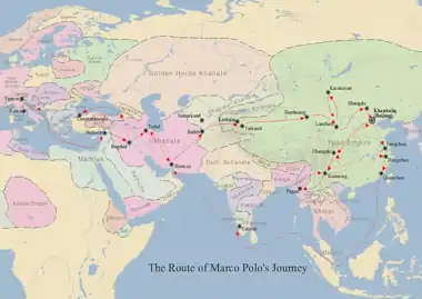 Image 60Map of Marco Polo's travels (from History of Asia)