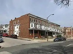 Rowhouses on the 1600 block of Gwynns Falls Parkway in Parkview/Woodbrook, Baltimore