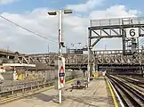 Platform eastbound towards Paddington main line station. Note the six numbered approach lines