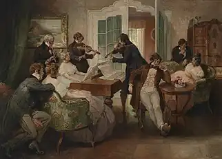 Hausmusik1900, oil painting, 90 x 125 cm