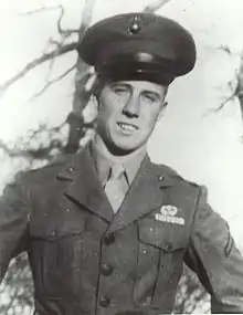 black and white headshot of Donald Ruhl in his military uniform