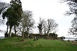 Church ruin and graveyard in the eponymous townland